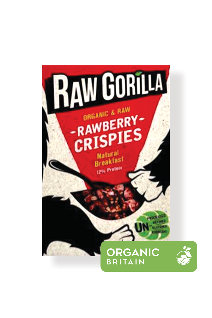 Raw Gorilla Vegan & Organic Rawberry Crispies Breakfast Cereal | Gluten-Free | No Refined Sugar (Pack of 1, 250g)