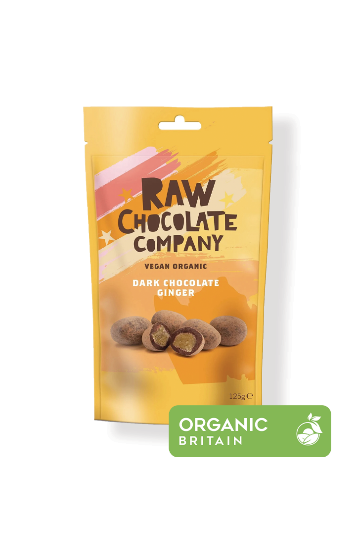 Raw Chocolate Company Organic Chocolate Ginger 125g Vegan Natural Organic Gluten Free