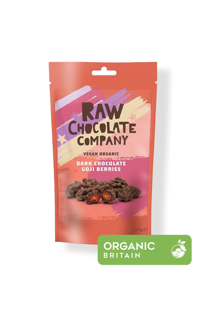 Raw Chocolate Company Organic Chocolate Goji Berries 125g Vegan Natural Organic Gluten Free