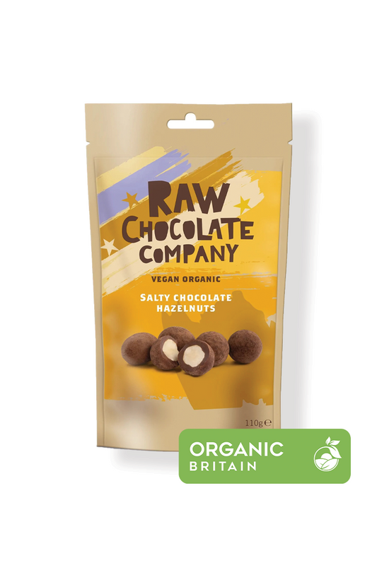 Raw Chocolate Company Organic Chocolate Salted Chocolate Hazelnuts 110g Vegan Natural Organic Gluten Free