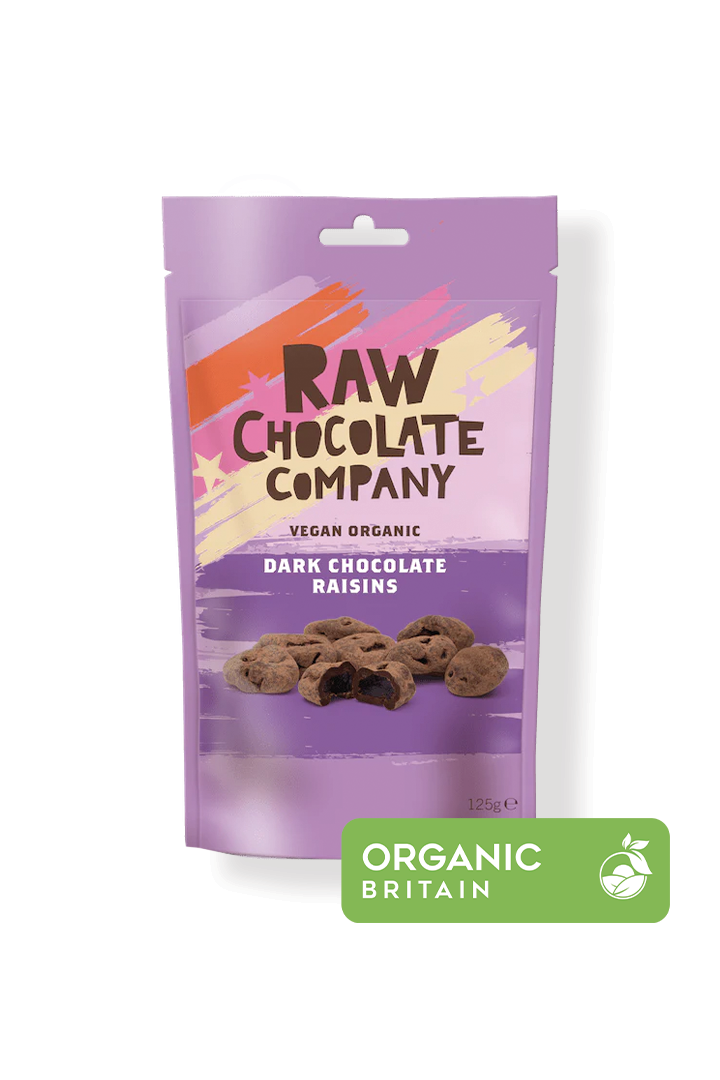 Raw Chocolate Company Organic Chocolate  Raisins 125g Vegan Natural Organic Gluten Free