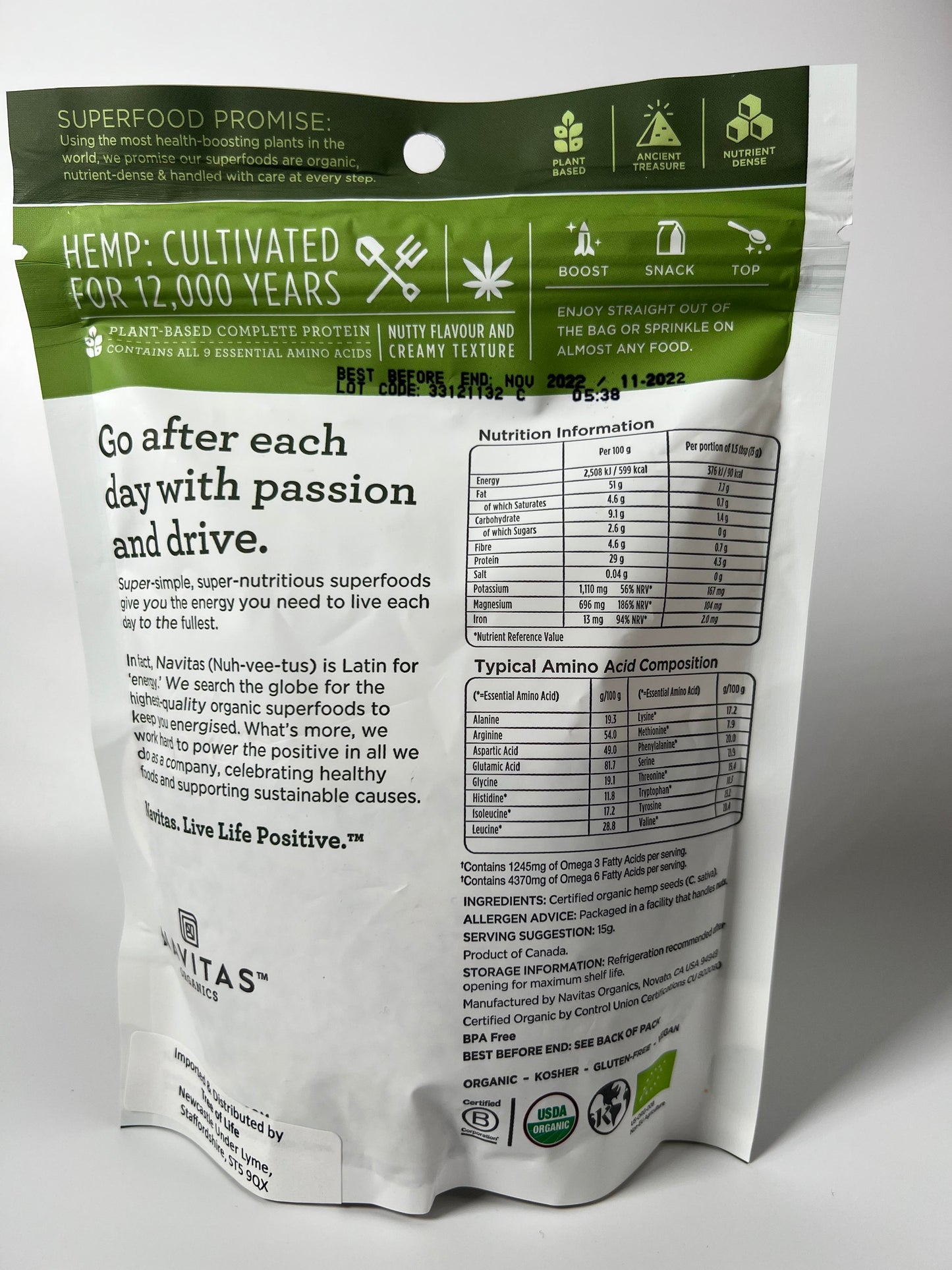 NAVITAS ORGANICS Organic Hemp Seeds(227g)