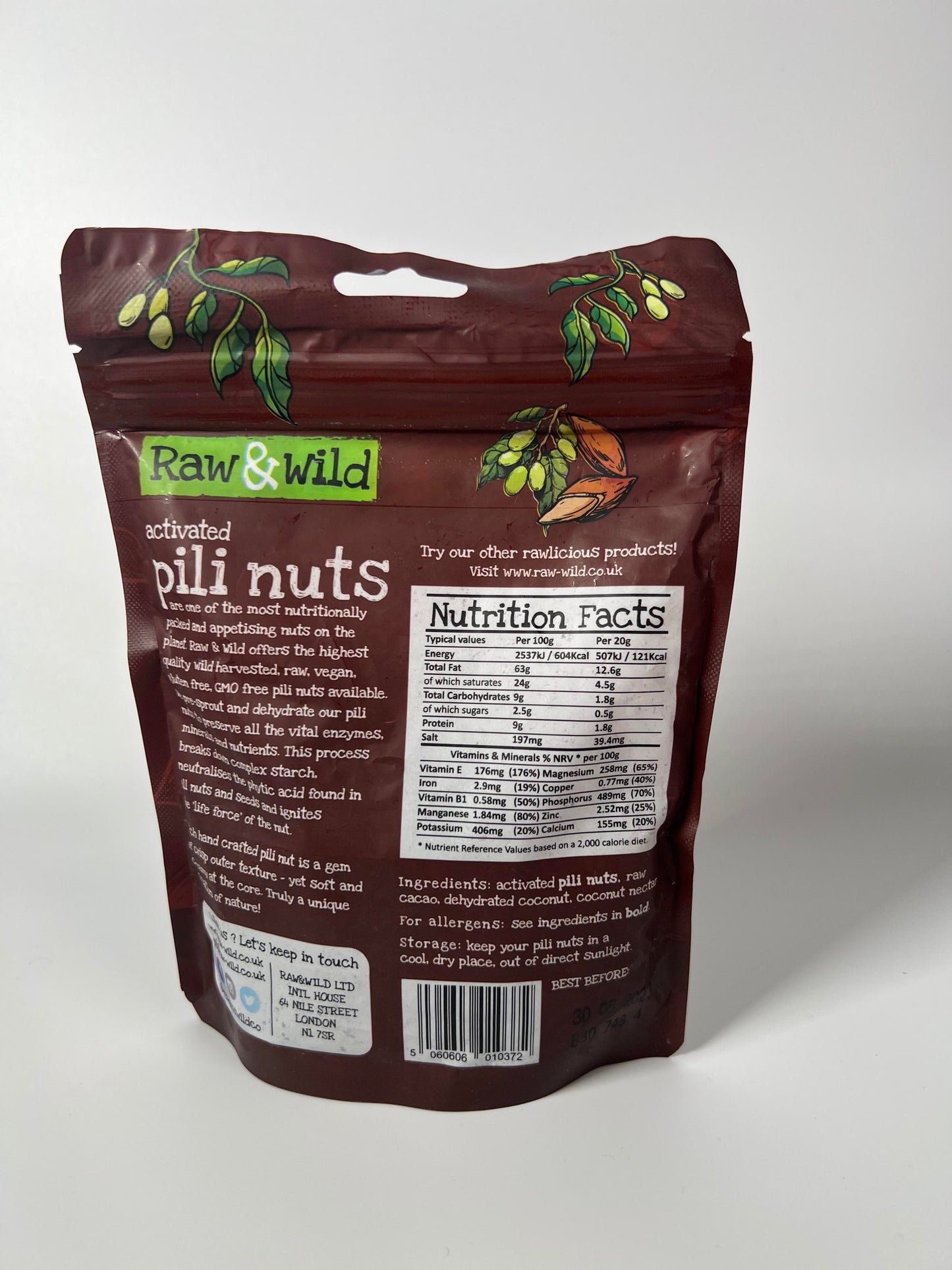 Raw&Wild Activated Pili Nuts - Raw Choc & Coconut